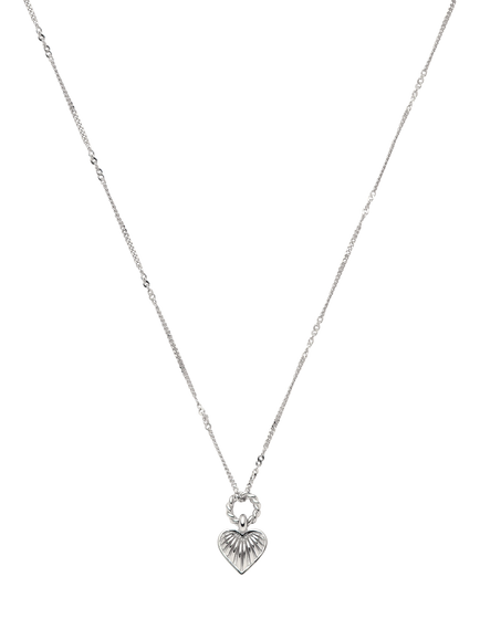 Missoma Mini Ridge Heart Charm Pendant Necklace, Silver