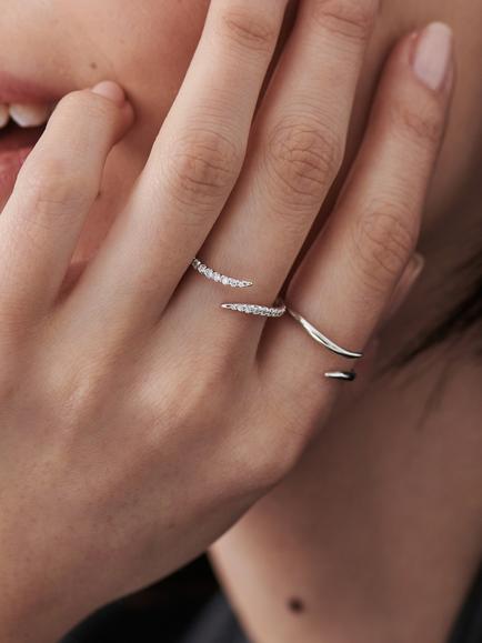 Missoma Claw Crystal Open Ring - view 2, Silver