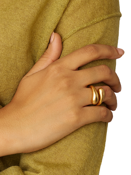Missoma Savi Sculptural Crossover Ring, Gold - view 2, Gold