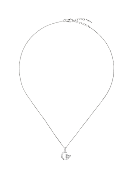 Missoma Curly Molten Mini Initial Necklace, Silver, G - view 2, Silver