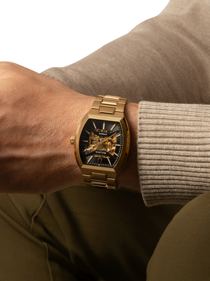 Bulova 97A207 Men's Maquina 40mm Rectangular Bracelet Strap Watch, Gold - view 2, Gold Tone