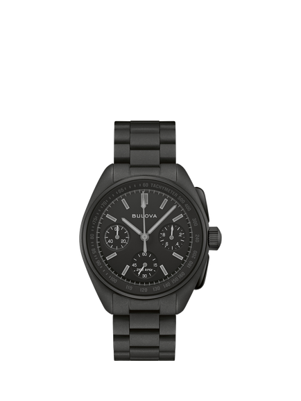 Bulova 98A335 Men's Lunar Pilot Black Hole 41mm Round Bracelet Strap Watch, Black, Black
