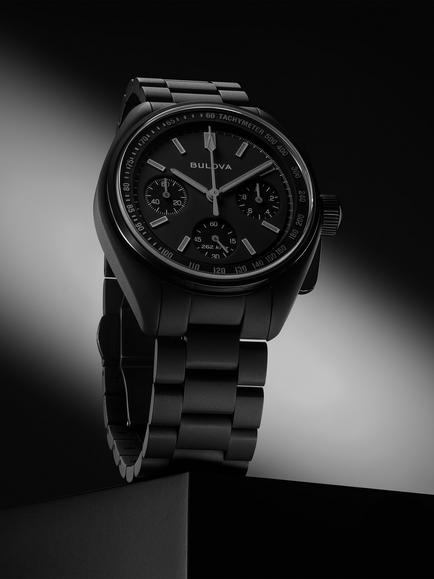 Bulova 98A335 Men's Lunar Pilot Black Hole 41mm Round Bracelet Strap Watch, Black - view 2, Black