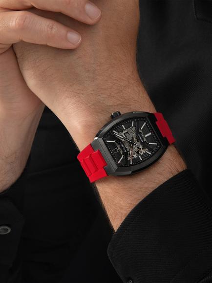 Bulova 98A341 Men's Maquina 40mm Rectangular Rubber Strap Watch, Black - view 2, Black