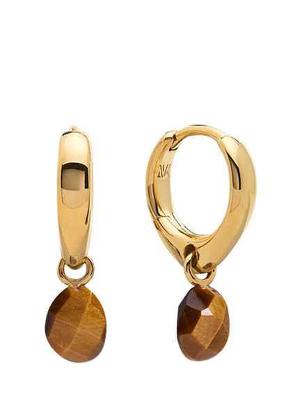 Monica Vinader Nura Tigers Eye Huggie Earrings, Gold, Gold