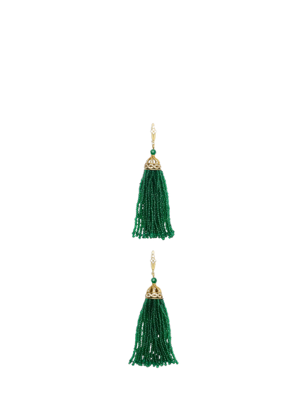Rixo Alea Bead Cascade Drop Earrings, Green, Green