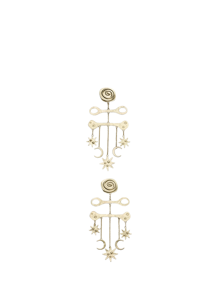 Rixo Shay Multi Charn Earrings, Gold, Gold