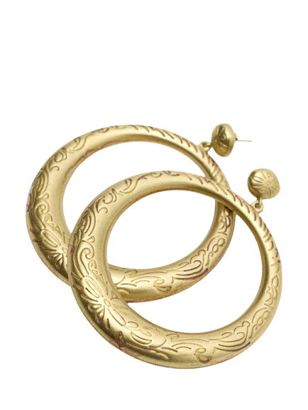 Rixo Sian Hoop Earrings, Gold - view 2, Gold