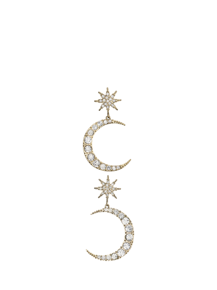Rixo Theresa Star and Crescent Drop Earrings, Gold, Gold