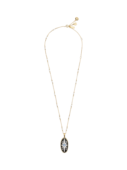 Rixo Andi 18ct Gold Plated Onyx Pendant Necklace, Black, Black