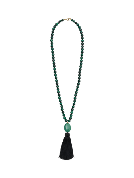 Rixo Cally Tassel Beads Necklace, Green, Green