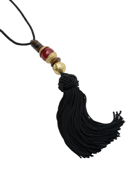 Rixo Rossa Tassel Knot Necklace, Black - view 2, Black