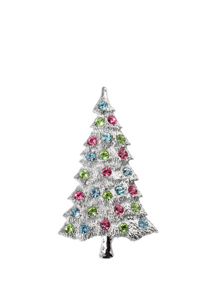 Pre-loved Vintage Crystal Christmas Street Brooch, Circa 1980s, Silver, Silver