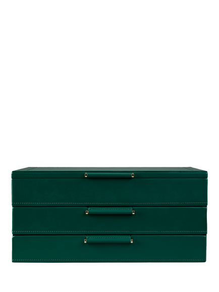 WOLF x Fiona Howard Sophia Jewellery Box with Drawers, Forest Green Fruit