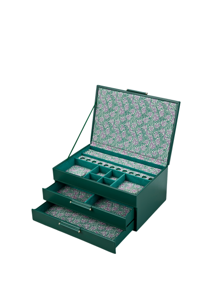 WOLF x Fiona Howard Sophia Jewellery Box with Drawers - view 2, Forest Green Fruit