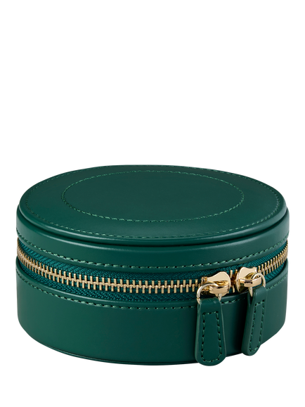 WOLF x Fiona Howard Sophia Round Zip Jewellery Case, Forest Green Fruit