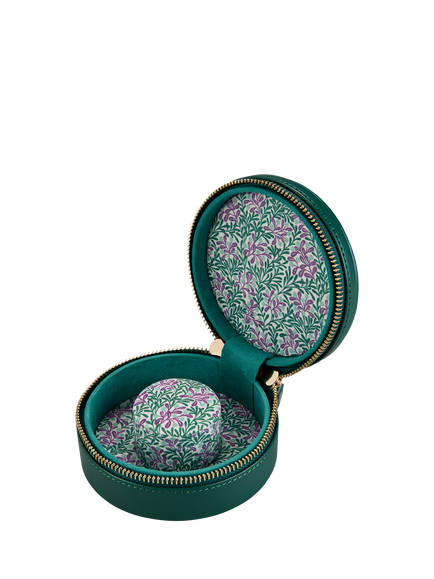 WOLF x Fiona Howard Sophia Round Zip Jewellery Case - view 2, Forest Green Fruit