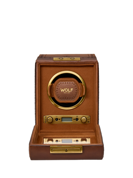 WOLF Brogue Single Watch Winder, Burnished Brown - view 2, Burnished Brown