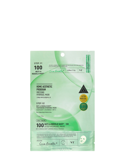 VT Cosmetics Reti-A Reedle Shot 100 2-Step Hydrogel Mask, x 1, Clear