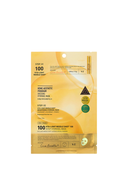 VT Cosmetics Vita-Light Reedle Shot 100 2-Step Hydrogel Mask, x 1, Clear