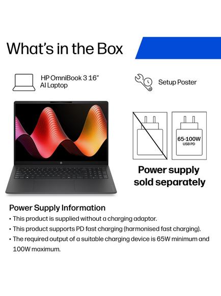 HP OmniBook 3 Laptop, AMD Ryzen 7 Processor, 8GB RAM, 512GB SSD, 16” 2K, Mica Silver - view 2, Mica Silver