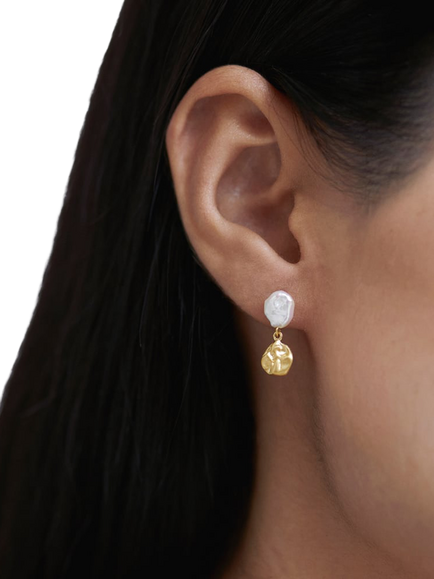 Monica Vinader Keshi Pearl Small Drop Earrings, White - view 2, White