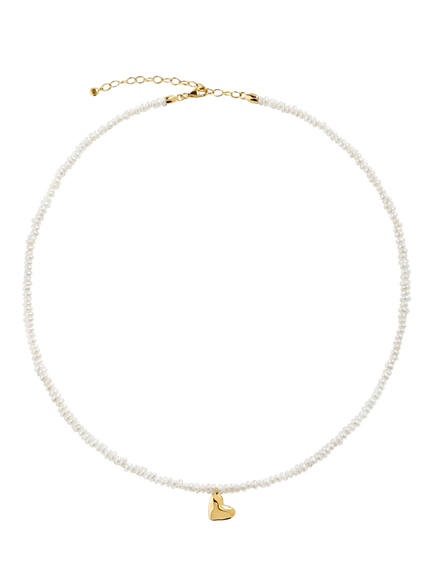Monica Vinader Heart Pearl Necklace, Gold, Gold