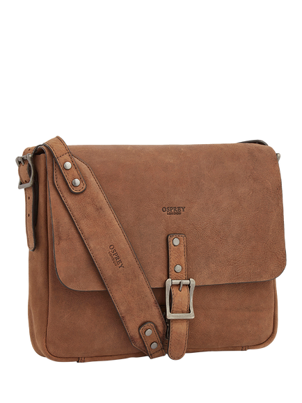 OSPREY LONDON The Clayton Leather Satchel Bag, Chocolate - view 2, Chocolate