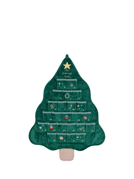 My 1st Years Personalised Fabric Christmas Tree Advent Calendar, Green