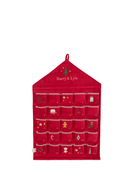 My 1st Years Personalised Velvet Advent Calendar, Red, Red