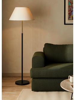 John Lewis Tapered Shade Floor Lamp, Black/Brass - view 2, Black/Brass