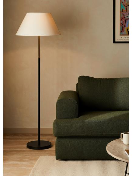 John Lewis Tapered Shade Floor Lamp, Black/Brass - view 2, Black/Brass