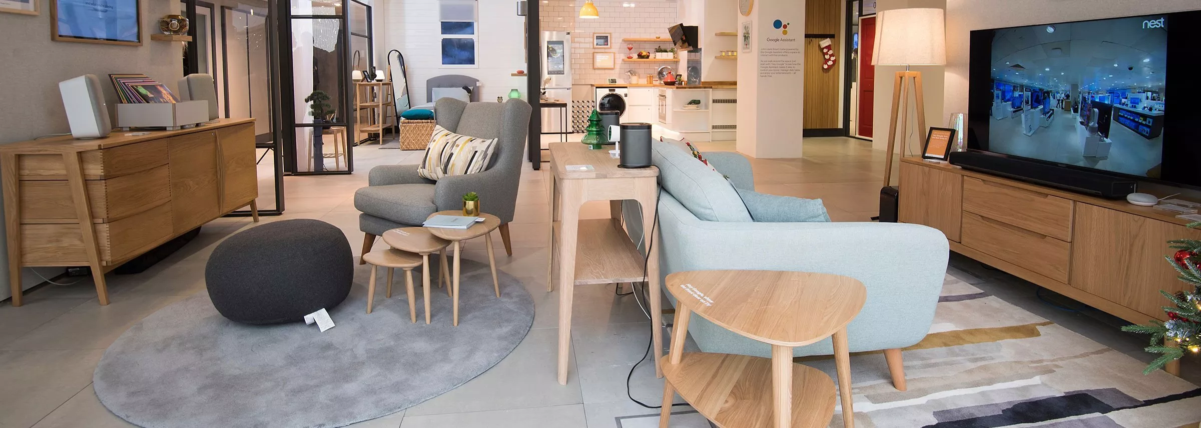 Furniture and technology on display in a John Lewis store