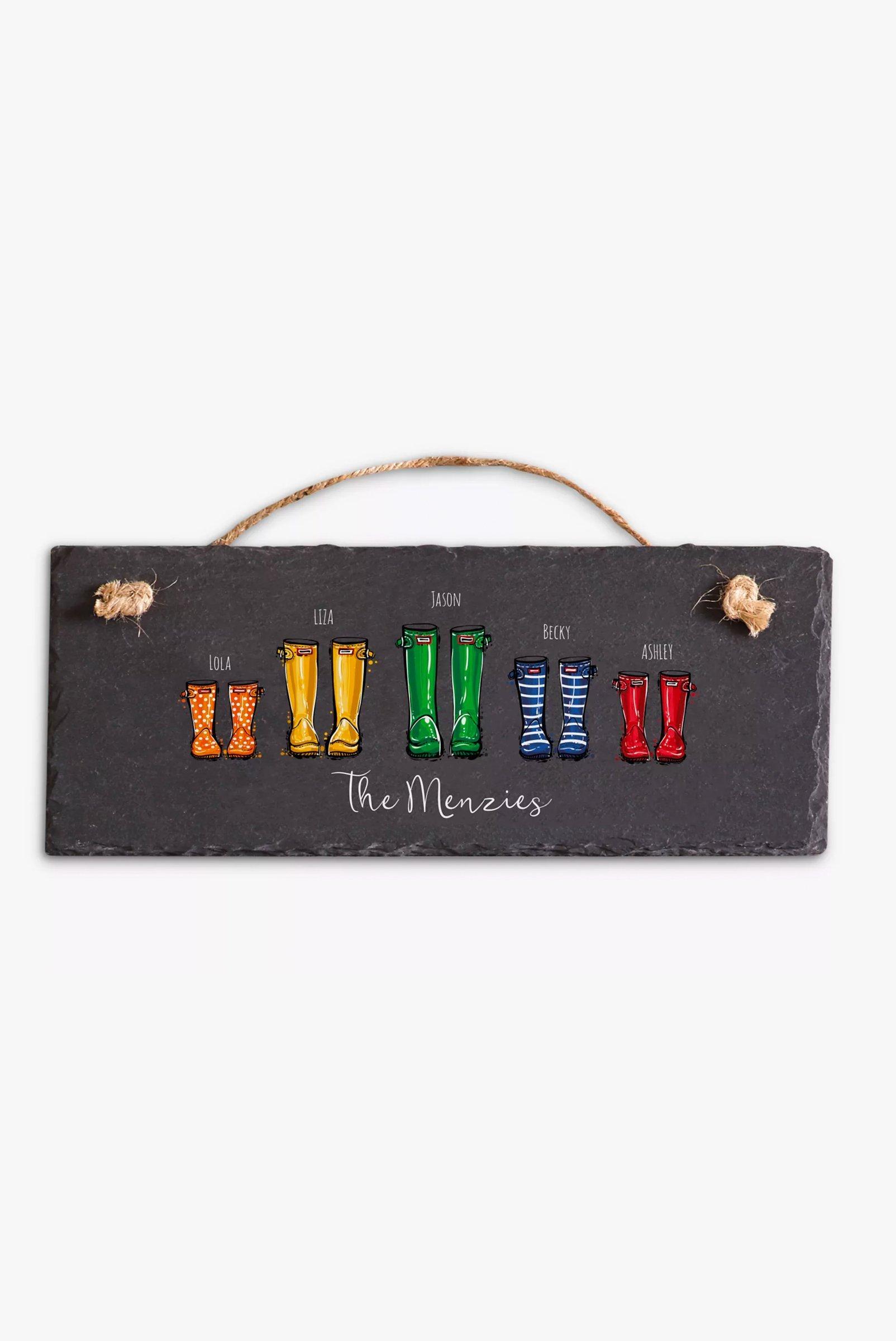 John Lewis Personalised Wellies Slate Sign, Grey/Multi, £20