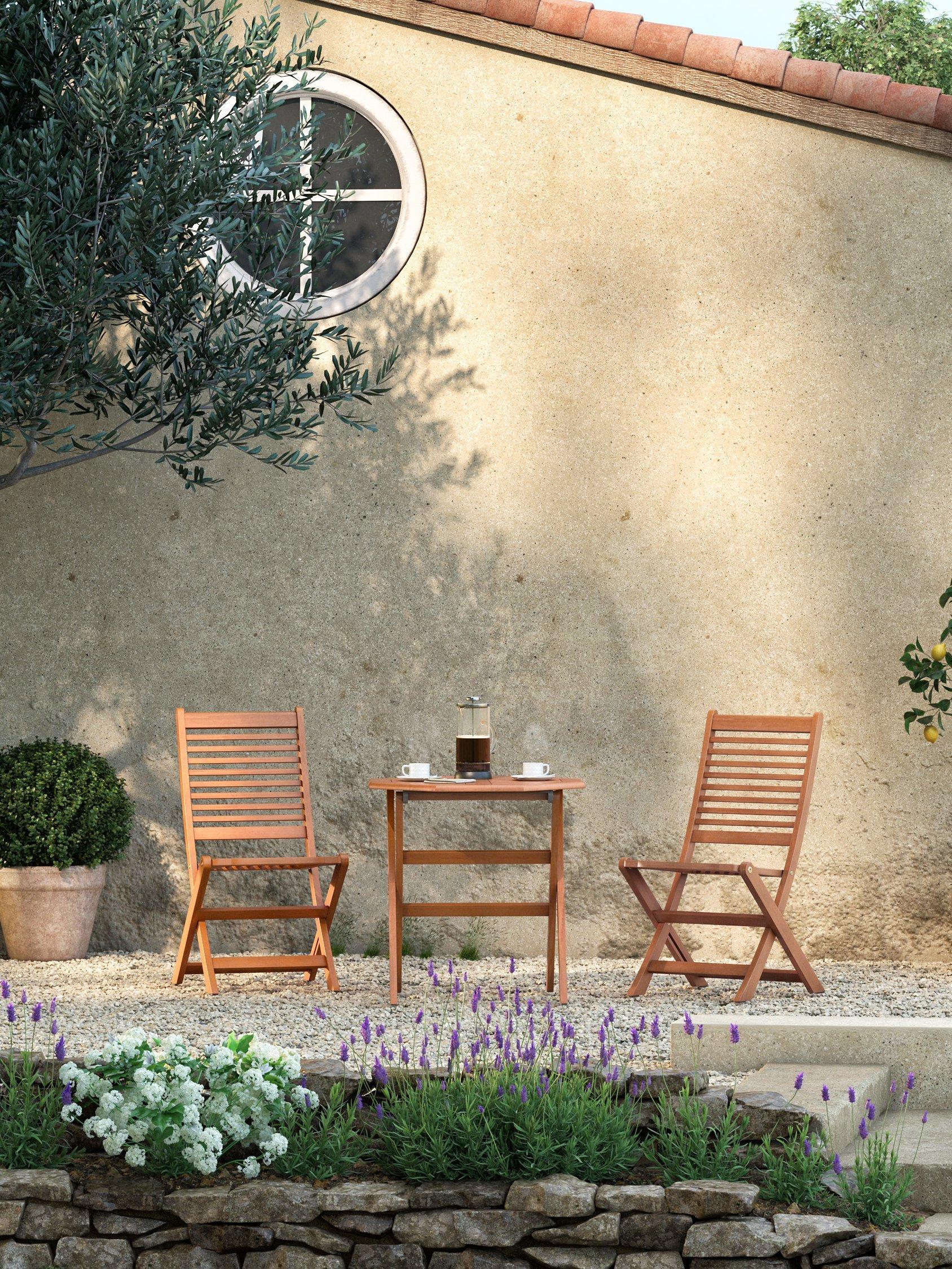 ANYDAY John Lewis Partners Venice 2 Seat Folding Garden Bistro Set FSC Certified Eucalyptus Wood Natural