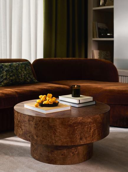 John Lewis Burl Round Coffee Table - view 2, Walnut