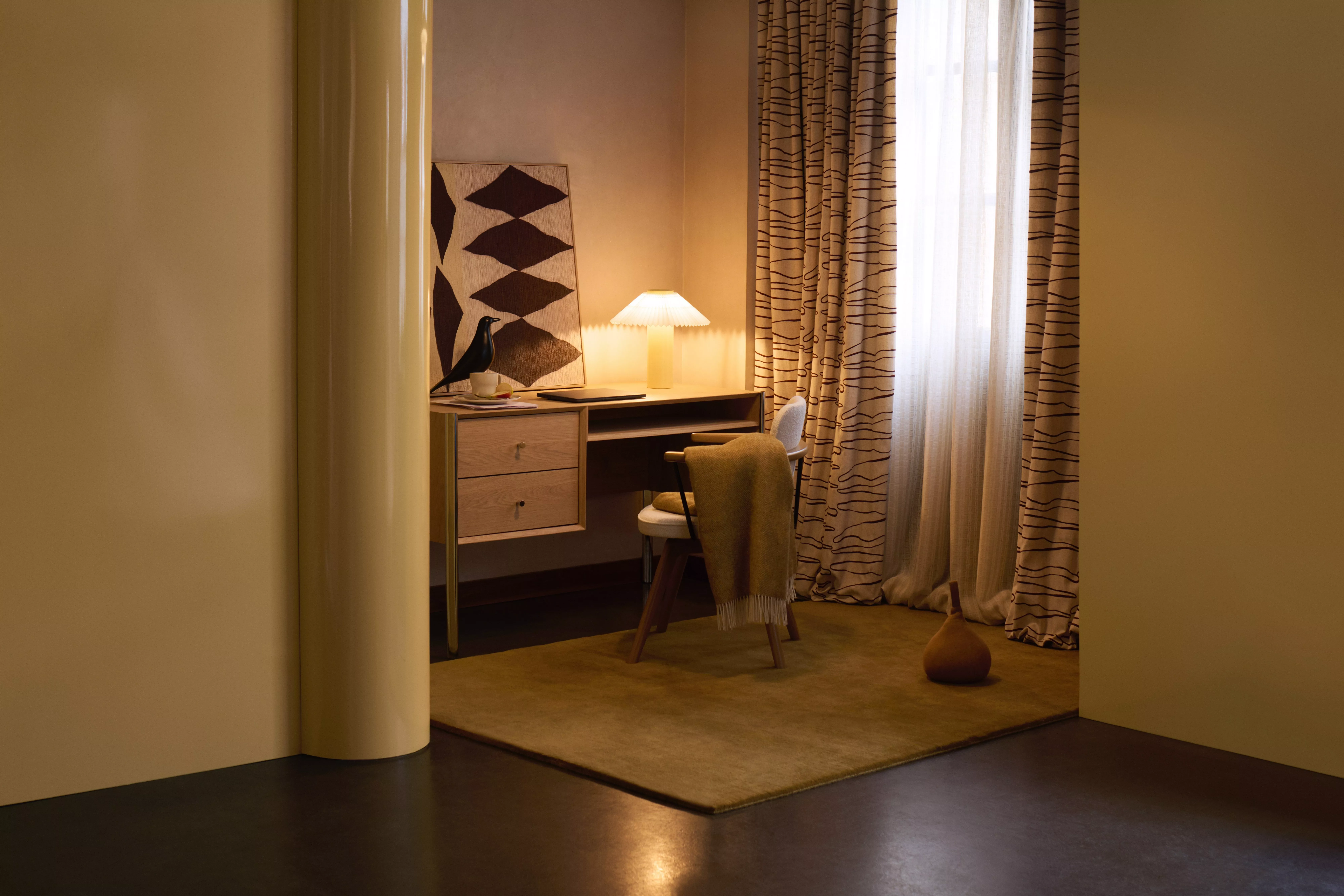 Blue striped curtains floor length
