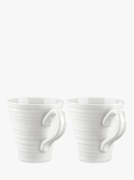 Sophie Conran for Portmeirion Porcelain Mugs, Set of 2, 350ml, White, White