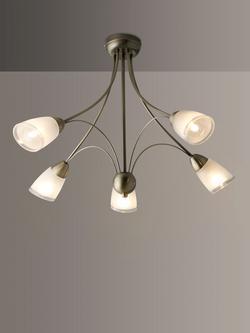 John Lewis Mizar Ceiling Light, 5 Arm, Antiqued Brass