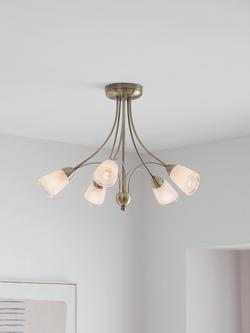 John Lewis Mizar Ceiling Light, 5 Arm - view 2, Antiqued Brass