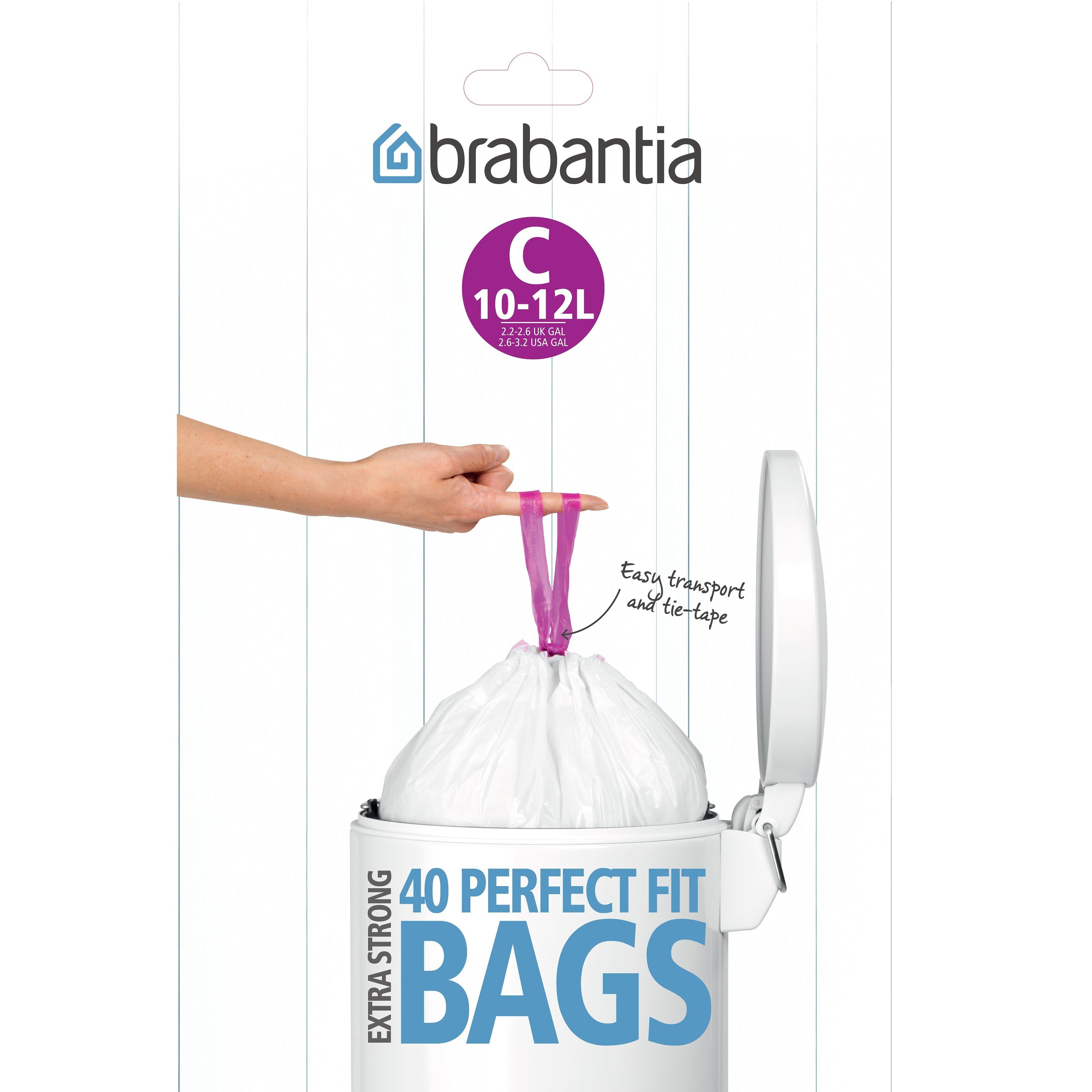Brabantia PerfectFit Bin Liners, 12L - Size C, 40 Bags