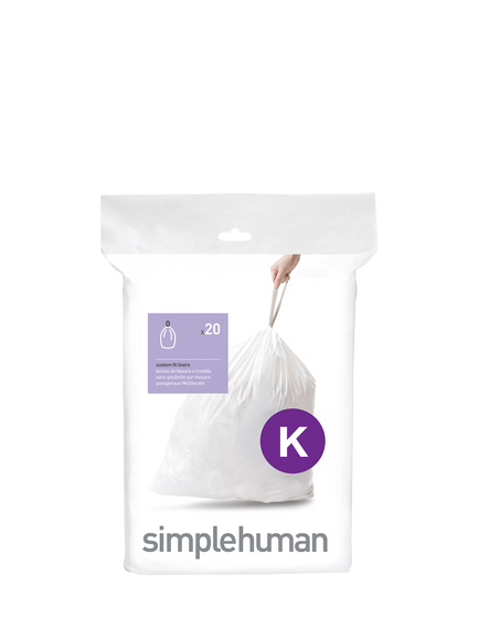 Simplehuman Bin Liners, Code K, Pack of 20, White
