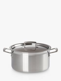 Le Creuset 3-Ply Stainless Steel Deep Casserole & Lid, 24cm, 