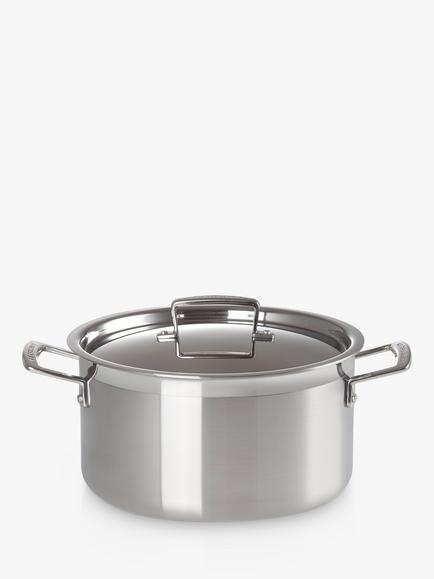 Le Creuset 3-Ply Stainless Steel Deep Casserole & Lid, 24cm, 