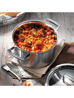 Le Creuset 3-Ply Stainless Steel Deep Casserole & Lid, 24cm - view 2, 