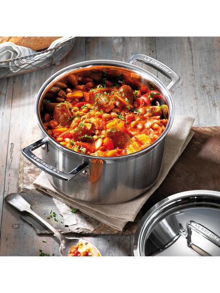 Le Creuset 3-Ply Stainless Steel Deep Casserole & Lid, 24cm - view 2, 