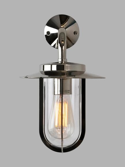 Astro Montparnasse Outdoor Lantern Wall Light, Polished Nickel, Polished Nickel