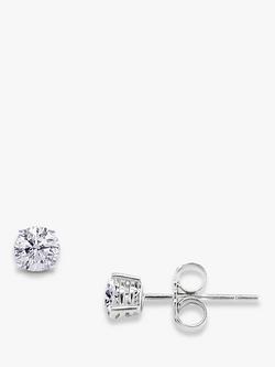 E.W Adams 18ct White Gold Brilliant Cut Diamond Stud Earrings, 0.25ct, 