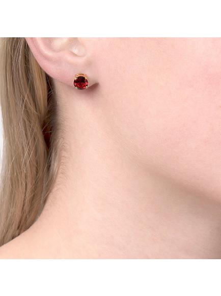E.W Adams 9ct Gold Garnet Stud Earrings, Deep Red - view 2, Deep Red
