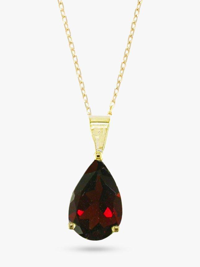 Product image 1 of 3, which shows E.W Adams 9ct Yellow Gold Teardrop Pendant Necklace, Garnet